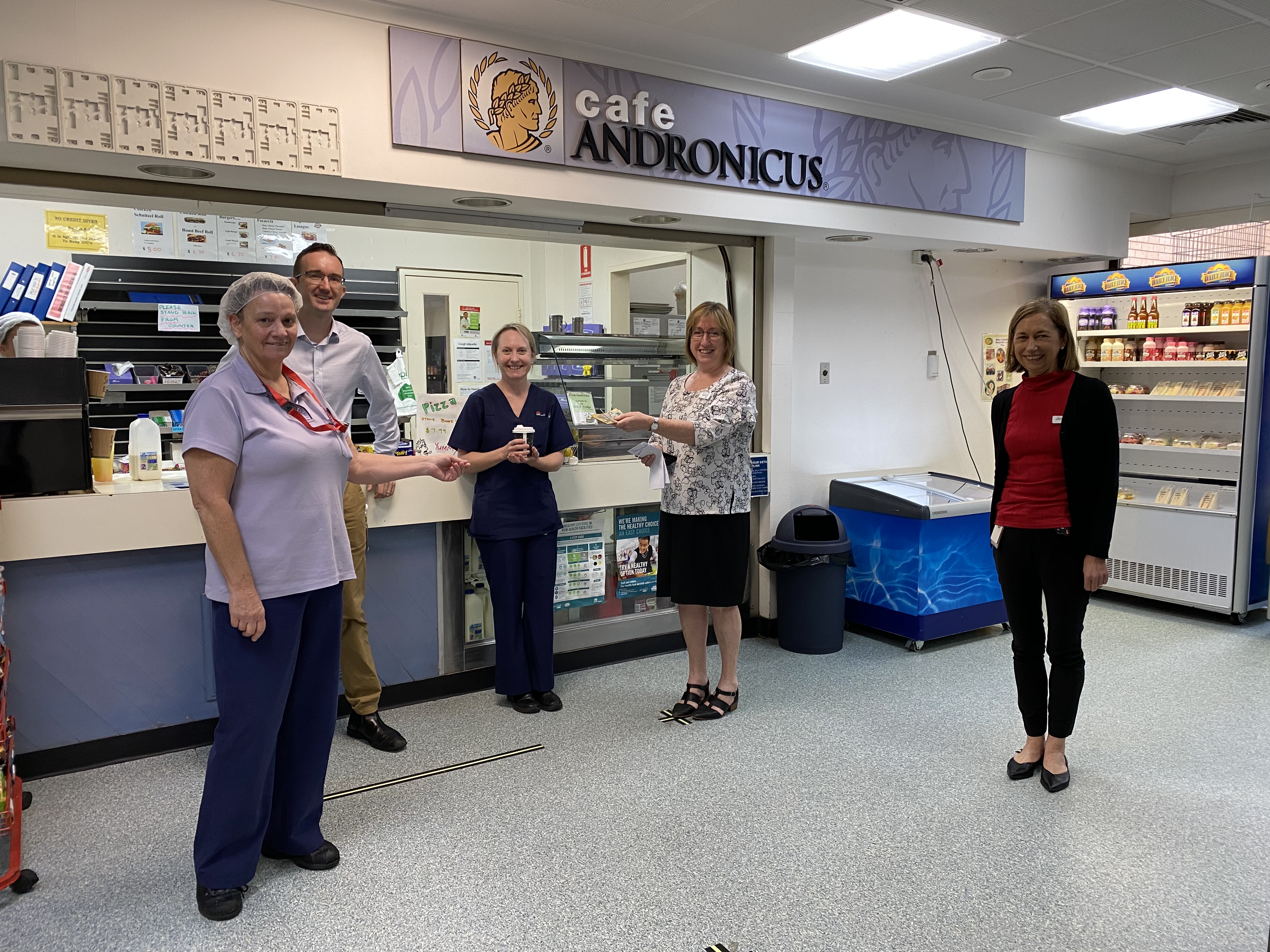 Wollongong staff enjoy coffees donated by Warilla Highschool